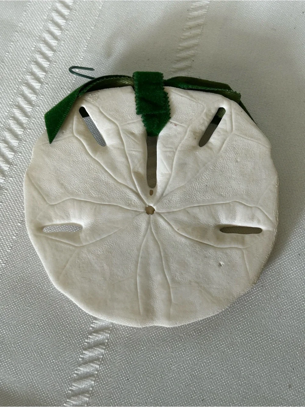 Vintage Hand-Painted White Unicorn Sand Dollar Ornament Christmas Red Green